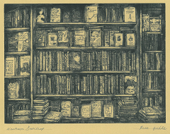 Drypoint etching of adult book display