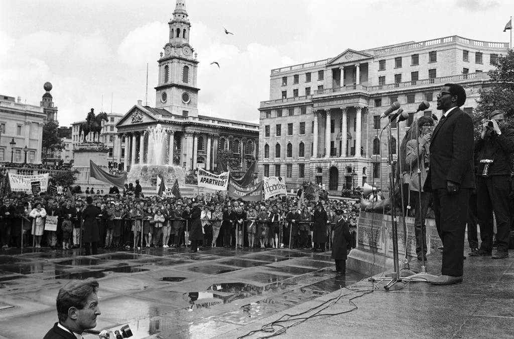 Oliver Tambo addressing an anti-Apartheit protest in Trafalgar Square, 1968