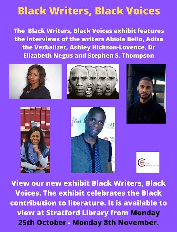 Black Writers, Black Voices exhibition poster, large version