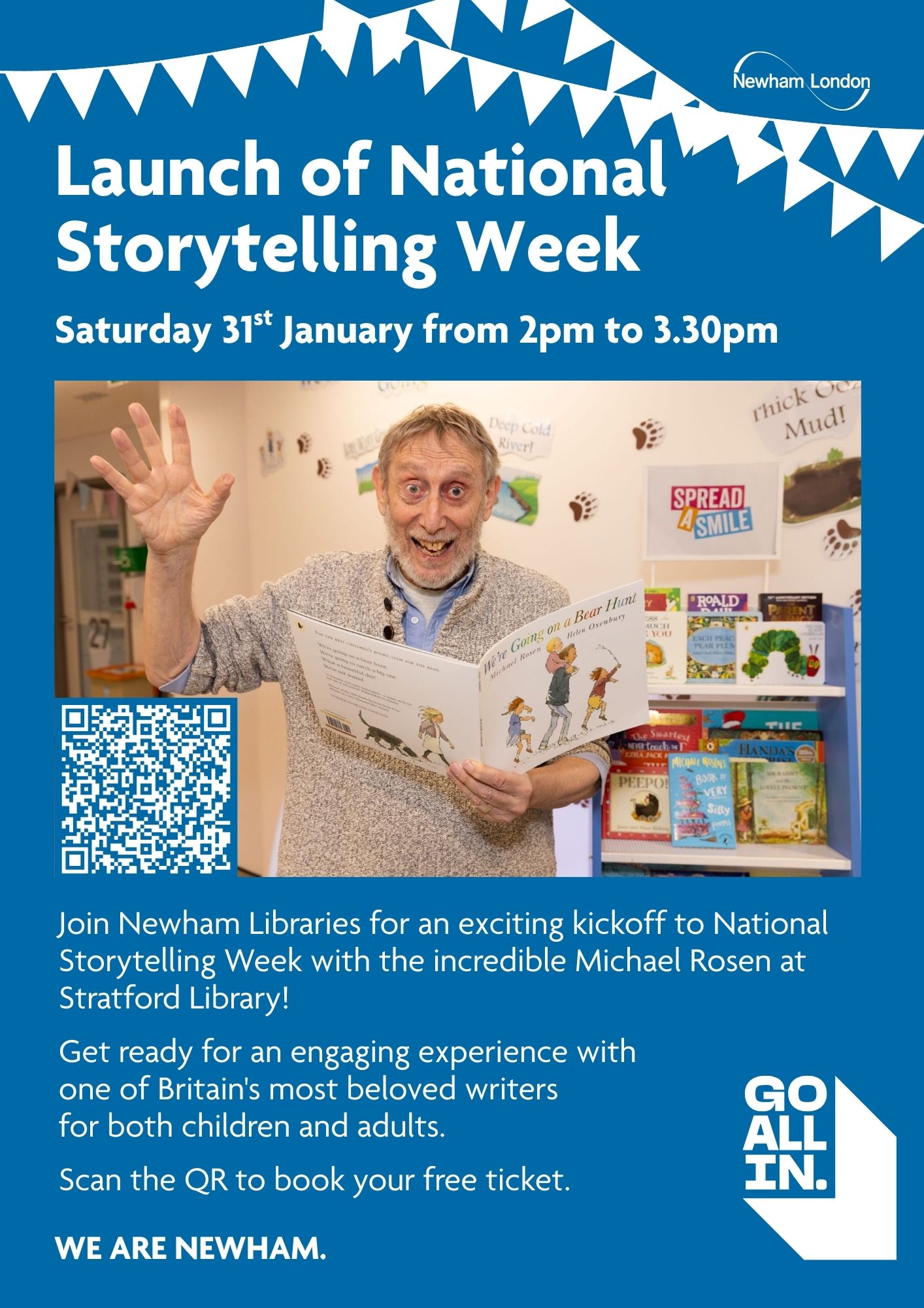 Launch of National Storytelling Week with Michael Rosen at Stratford Library